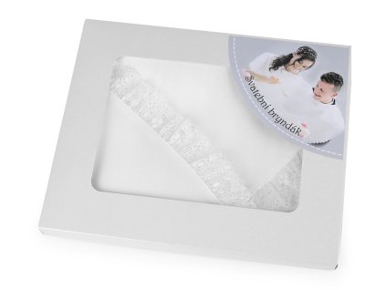 Svatební bryndák saténový,  lemovaný krajkou - k dotvoření (Varianta 2 bílá, Balení 1 krab.)