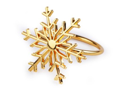 Kovový kroužek na ubrousek vánoční vločka (Varianta 2 zlatá, Balení 1 ks)