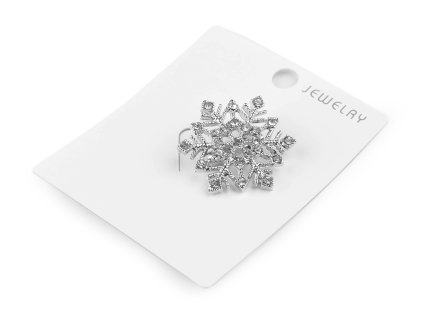 Brož s broušenými kamínky vločka (Varianta 1 stříbrná crystal, Balení 1 ks)