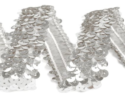Flitrový prýmek šíře 30 mm elastický (Varianta 1 stříbrná, Balení 13.5 m)