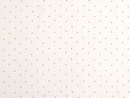 Mušelín / dvojitá gázovina puntíky (Varianta Off White, Balení 1 m)