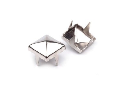 Cvočky na oblečení z nerezové oceli 7x7 mm pyramida (Varianta 1 nikl, Balení 50 ks)