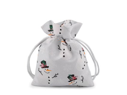 Vánoční dárkový pytlík 10x13 cm (Varianta 1 bílá sněhulák, Balení 10 ks)