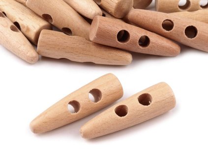 Dřevěný knoflík roh 10x40 mm (Varianta přírodní, Balení 10 ks)