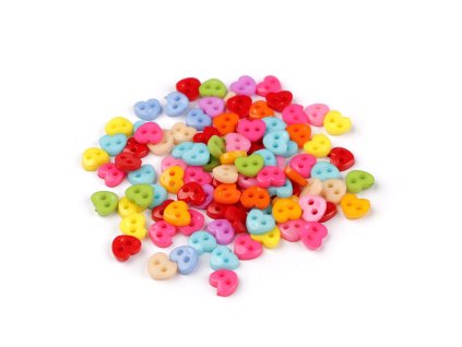 Mini knoflík pro panenky, postavičky Ø6 mm / srdce, hvězda, květ (Varianta 1 mix srdce, Balení 100 ks)
