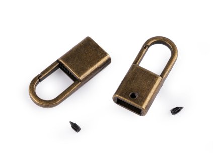 Výprodej - Kovová koncovka s karabinou šíře 9 mm - staromosaz, 2ks