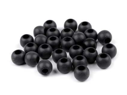 Výprodej - Plastové korálky matné s velkým průvlekem 11x14 mm - černá