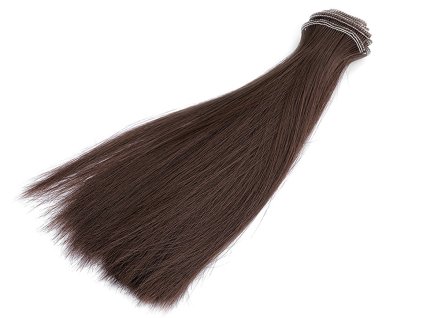 Výprodej - Paruka / vlasy pro panenky 20 cm - hnědá