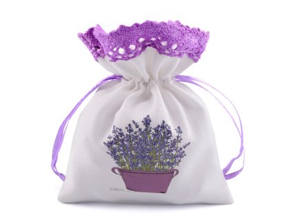 Dárkový pytlík s potiskem levandule 9x12 cm (Varianta 5 režná světlá, Balení 3 ks)