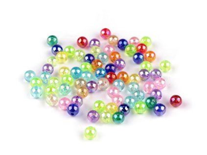 Plastové korálky s AB efektem Ø6 a 8 mm (Varianta 1 (Ø6 mm) mix, Balení 10 g)