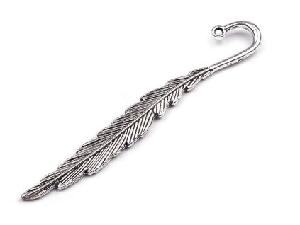 Záložka do knihy 10x80 mm pírko (Varianta platina s patinou, Balení 1 ks)