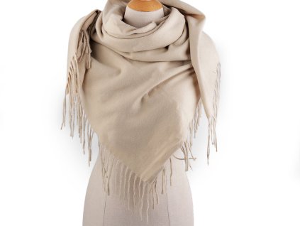 Velký teplý šátek / pléd s třásněmi, jenobarevný, káro 100x105 cm (Varianta 3 černá jednobarevný, Balení 1 ks)