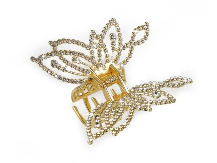 Skřipec do vlasů kovový s broušenými kamínky (Varianta 3 zlatá sv., Balení 1 ks)