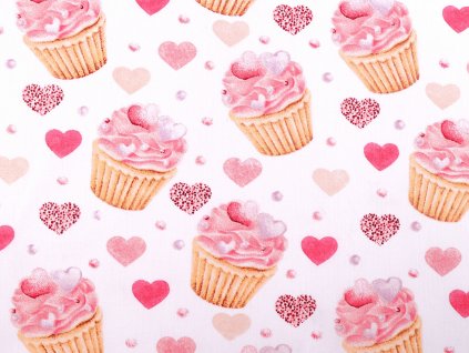 Bavlněná látka / plátno cupcake (Varianta (519) bílá, Balení 1 m)