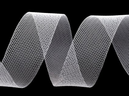 Modistická krinolína na vyztužení šatů a výrobu fascinátorů šíře 2,5 cm (Varianta 1 (CC01) bílá transparent, Balení 22.5 m)