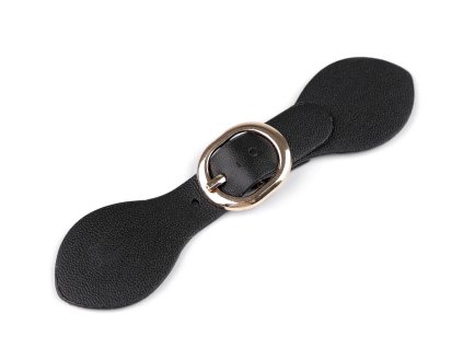 Výprodej - Zapínání z eko kůže 2,8x11,5 cm - černá, zlatá 1 pár