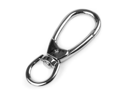 Výprodej - Kovová karabina s obrtlíkem velká průvlek 17 mm - 1ks nikl