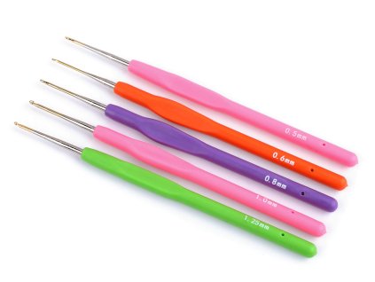 Háček na háčkování se silikonovou rukojetí, zlatá špička vel. 0,5; 0,6; 0,8; 1; 1,25 (Varianta 1 (0,5 mm) růžová, Balení 1 ks)