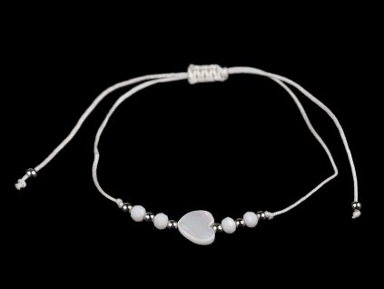 Náramek shamballa perleťové srdce (Varianta 1 bílá, Balení 1 ks)