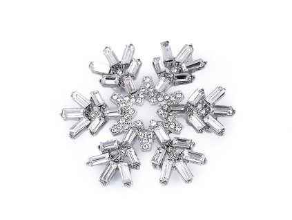 Výprodej - Brož s broušenými korálky vločka - crystal