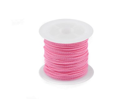 Výprodej - Šnůrka PES kroucená Ø1 mm voskovaná - růžová