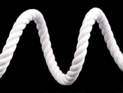 Výprodej - Bavlněná šňůra kroucená  Ø10 mm tuhá, macrame - bílá - 4m