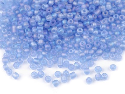 Výprodej - Rokajl 8/0 - 3 mm frosted AB - světle modrá 50g