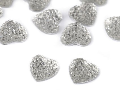 Výprodej - Broušené srdce s kamínky k nalepení - č.3 - crystal 20ks