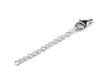 Karabinka s prodlužovacím řetízkem z nerezové oceli 7x12 mm (Varianta platina, Balení 5 ks)