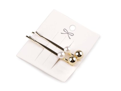 Sponky do vlasů / pinetky s perlou (Varianta zlatá sv., Balení 2 ks)