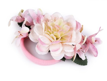 Gumička do vlasů s květy (Varianta 2 lososová, Balení 1 ks)