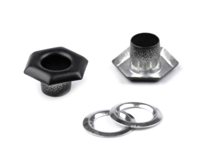 Výprodej - Průchodka s podložkou vnitřní Ø5 mm / vnější Ø10,5 mm šestiúhelník - černá 100párů