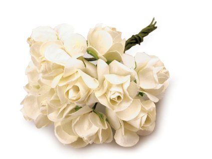 Umělá papírová mini růže na drátku (Varianta 1 Off White, Balení 1 svaz.)