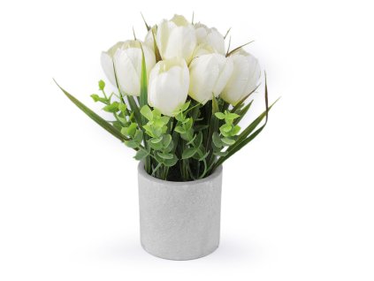 Umělé tulipány v květináči (Varianta 1 bílá, Balení 1 ks)