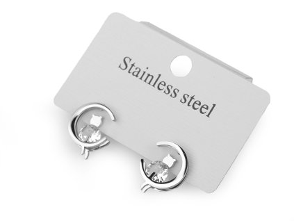 Náušnice z nerezové oceli kočka s broušeným kamínkem (Varianta 2 růžové zlato, Balení 1 pár)