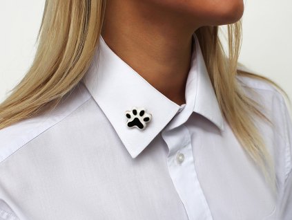 Brož zvířecí tlapka (Varianta bílá černá, Balení 1 ks)