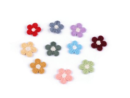 Vyšívaný květ Ø1,5 cm (Varianta mix, Balení 10 ks)