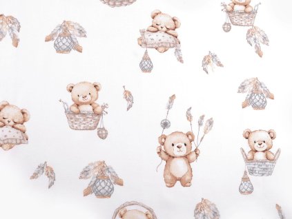 Bavlněná látka / plátno medvídek (Varianta 2 (987) béžová světlá, Balení 1 m)