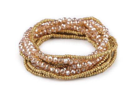 Pružné náramky z rokajlu a broušených korálků sada 10 ks (Varianta 3 šedá ocelová, Balení 1 sada)