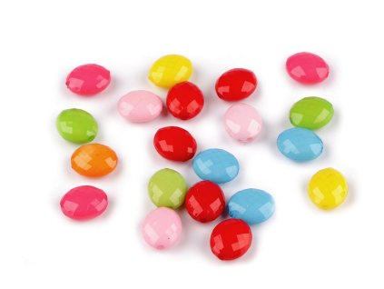 Plastové korálky ploškované oválky 11x13 mm (Varianta mix, Balení 20 ks)