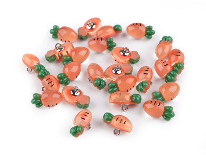Knoflík 3D mrkev velikost 26" (Varianta 2 oranžová mrkvová, Balení 25 ks)