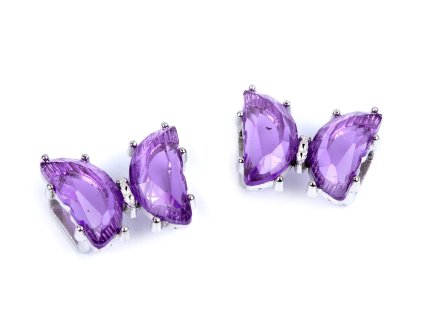 Kovová ozdoba / průvlek motýl s kamínky 15x18 mm (Varianta 1 transparent, Balení 2 ks)