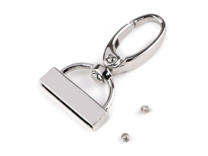 Kovová karabina otočná s koncovkou na popruh o šíři 25 mm (Varianta 2 nikl černý, Balení 1 ks)