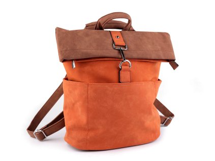 Dámský batoh / kabelka 2v1 z imitace broušené kůže 35x37 cm (Varianta 1 oranžová, Balení 1 ks)