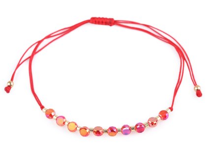 Náramek shamballa broušené korálky s AB efektem (Varianta 1 červená AB, Balení 1 ks)