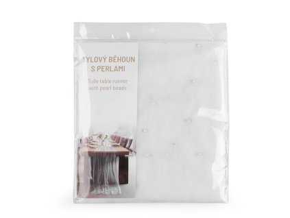 Tylový běhoun s perlami pro svatby a oslavy 0,8x3 m (Varianta 1 bílá, Balení 1 ks)