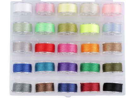 Box na cívky s náplní do šicího stroje nízké (Varianta mix barev, Balení 1 krab.)