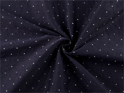 Oděvní strečová látka s kamínky hotfix (Varianta 2 černá, Balení 1 m)