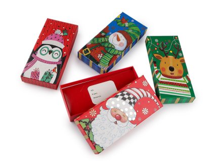 Vánoční dárková krabička s jmenovkou (Varianta 1 červená tučňák, Balení 1 ks)