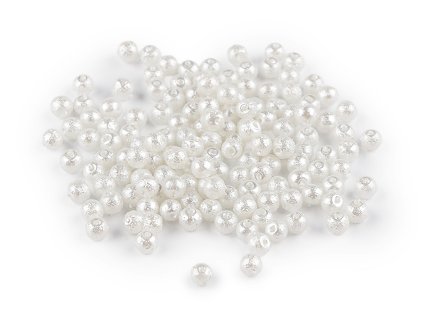 Skleněné voskové perly vroubkované Ø4 mm (Varianta 1 bílá, Balení 20 g)